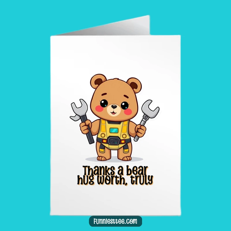 Free Printable Bear Thank You Card: Helping Hand, Downloadable Gift of Gratitude