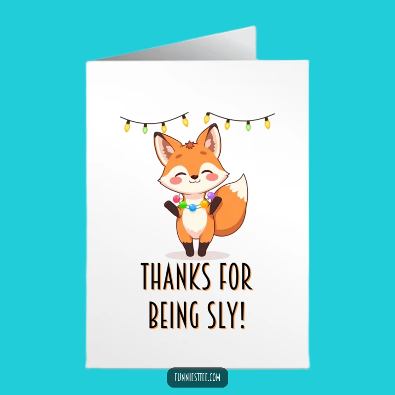 Free Printable Thank You Card: Funny Fox Dancing Lights Downloadable Greeting