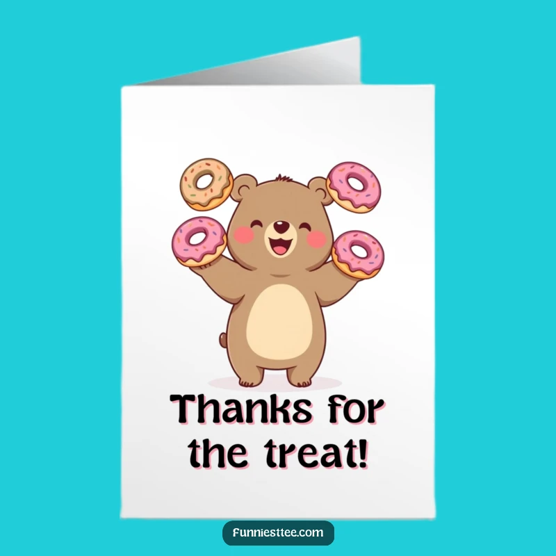 Free Printable Thank You Bear Card: Sweet Donut Downloadable Gift