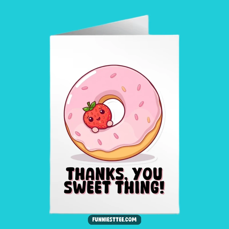 Free Printable Thank You Card: Strawberry & Donut Gratitude Download