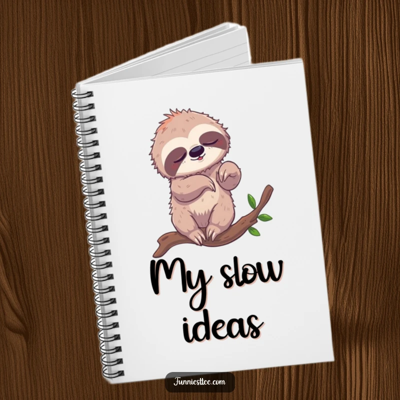 Funny notebook cover with a sleepy sloth comically tangled in its limbs while attempting to breakdance on a branch, ready for your notes.