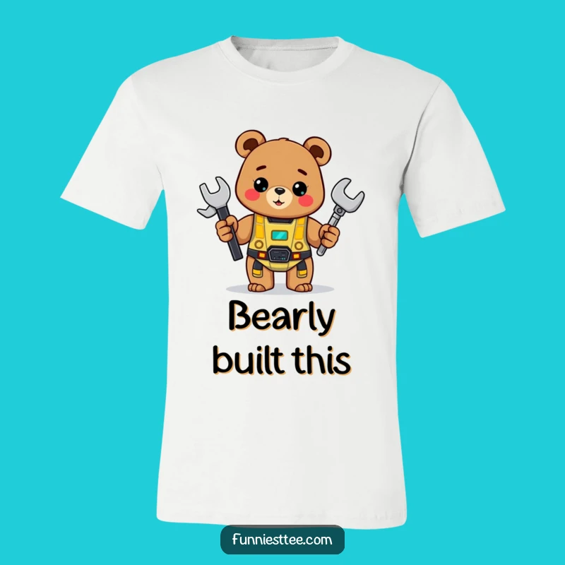 Funny Bear Maker T-Shirt: Cheerful Bear with Robot, Hilarious DIY Gift