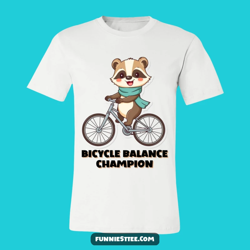 Funny Badger Bike Ride T-Shirt - Whimsical Cycling Tee for Goofy Adults