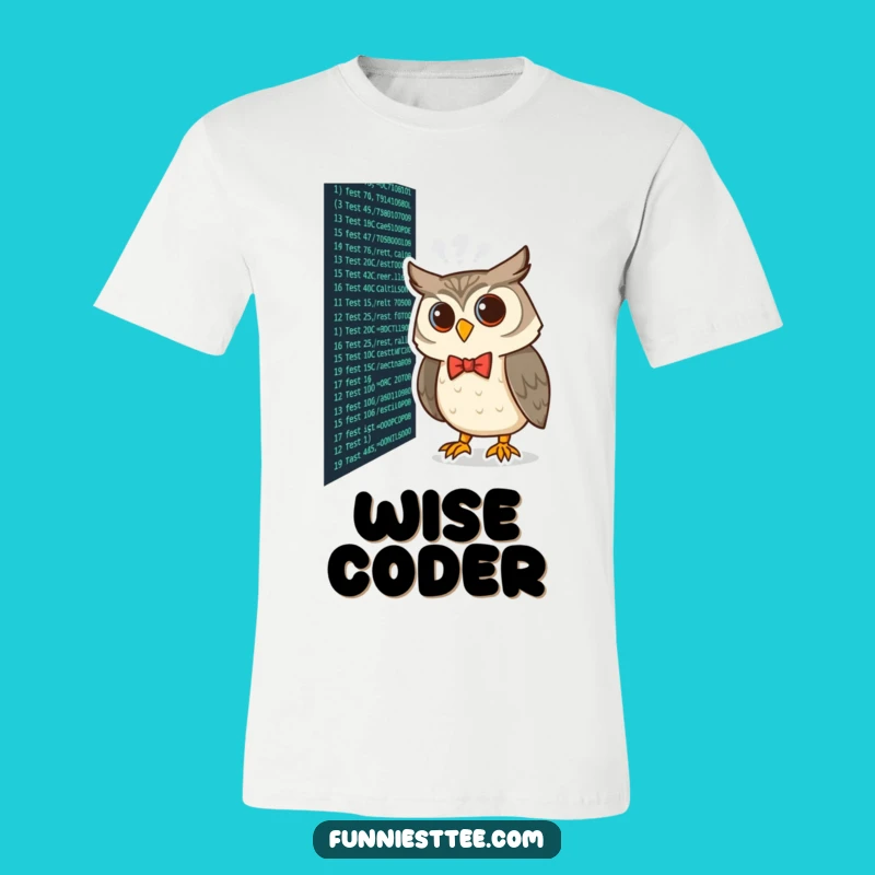 Funny Coding Owl T-Shirt: Smart Owl in Bow Tie, Nerd Tee