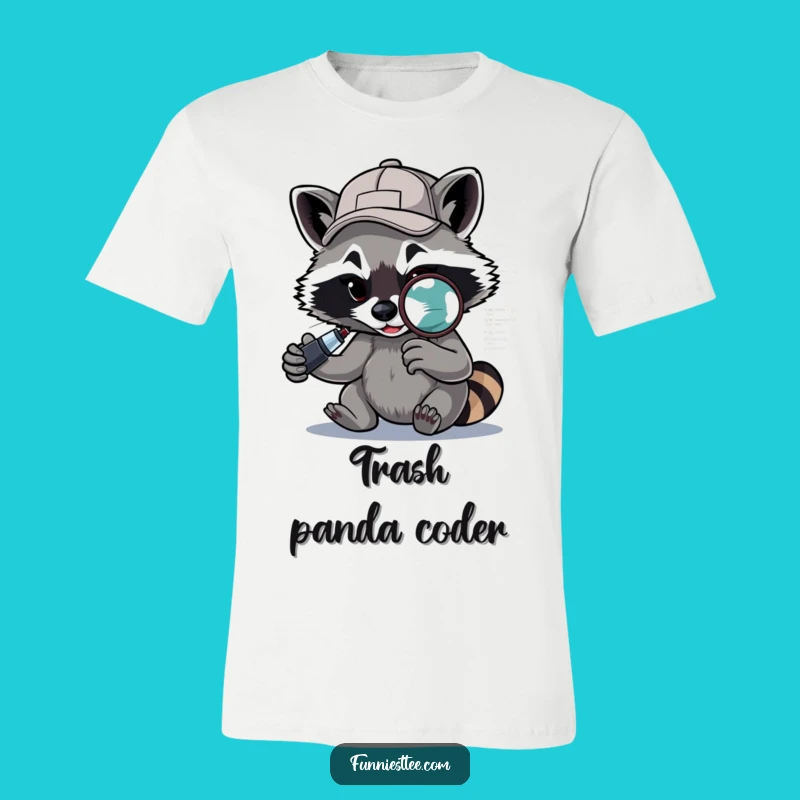 Funny Raccoon Debugger T-Shirt: Determined Raccoon Code, Hilarious Tech Gift