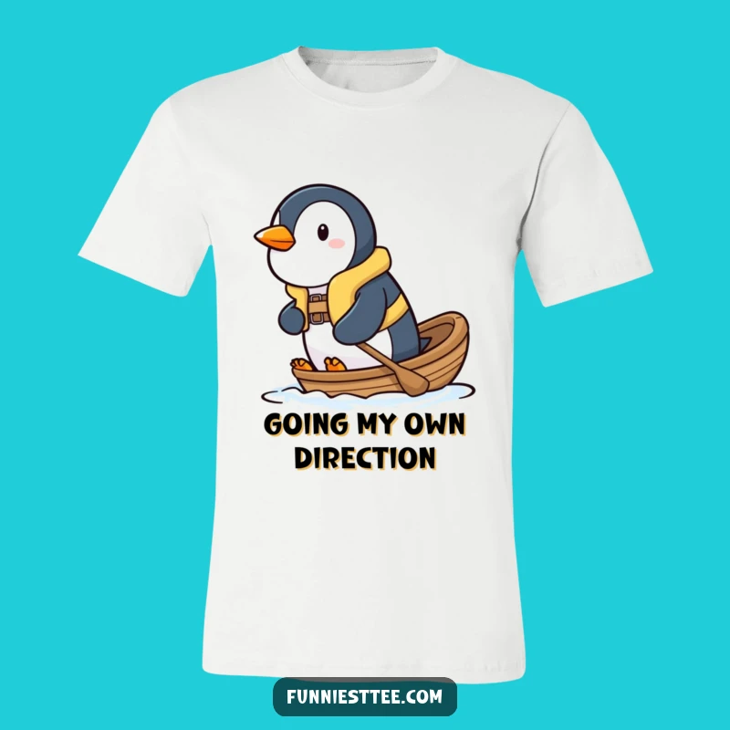 Funny Penguin Paddling T-Shirt - Determined Adventure Tee for Go-Getters