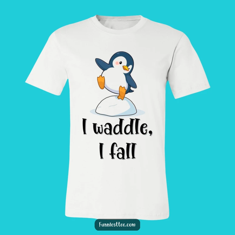 Funny Penguin Trip T-Shirt: Dramatic Icy Pebble Fall Character Tee Gift