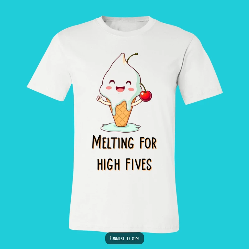 Funny Ice Cream High-Five T-Shirt - Cool & Hilarious Dessert Apparel