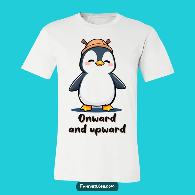 Funny Penguin Marching T-Shirt: Go-Getter Character with Hat