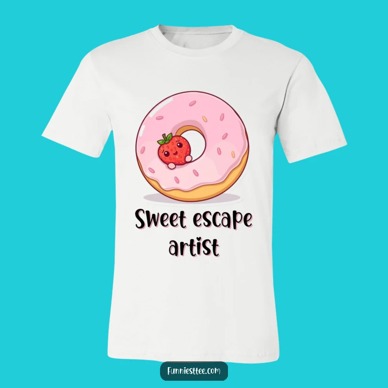 Funny Strawberry Donut T-Shirt - Cute Shy Fruit Apparel Gift