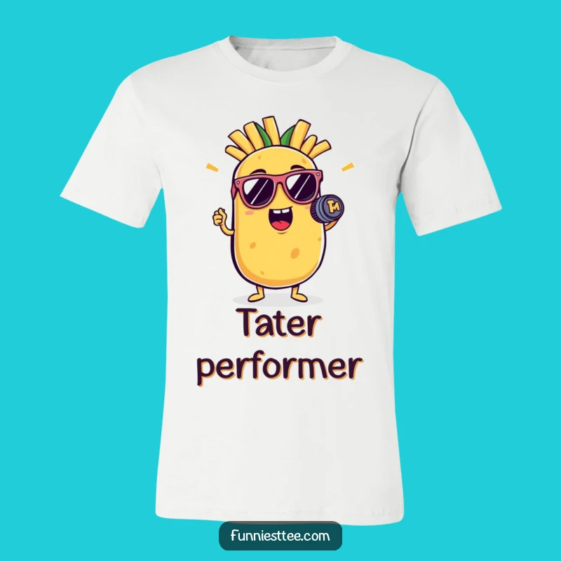 Funny Potato Sunglasses T-Shirt: French Fry Mic Rockstar - Great Funny Gift!