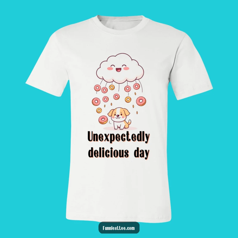 Funny Cloud Raining Donuts T-Shirt - Adorable & Amusing Dog Tee