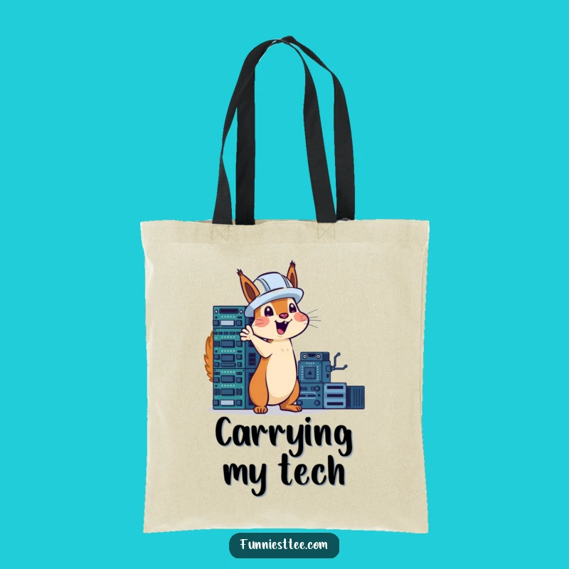 Funny Tech Squirrel Tote Bag: Carry Your Genius with Squirrel Power