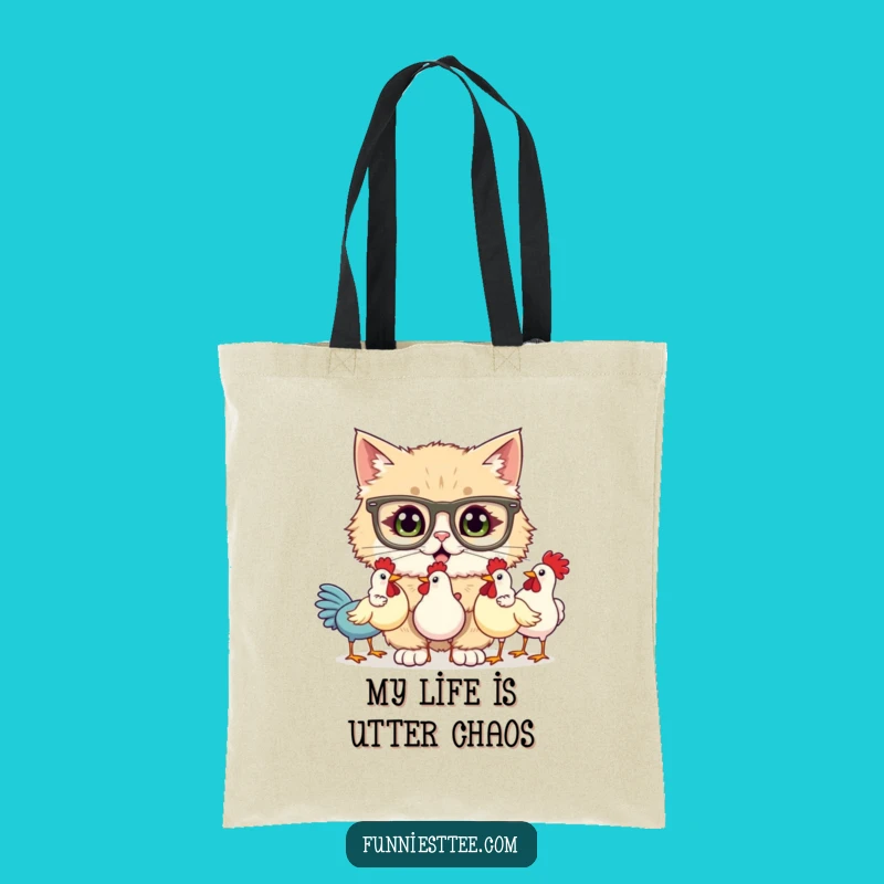 Funny Cat Juggling Rubber Chickens Tote Bag - Carry Your Laughs