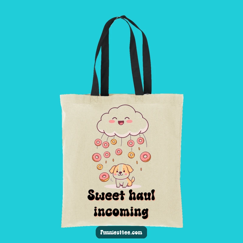 Funny Cloud Raining Donuts Tote Bag - Carry Sweetness & Smiles
