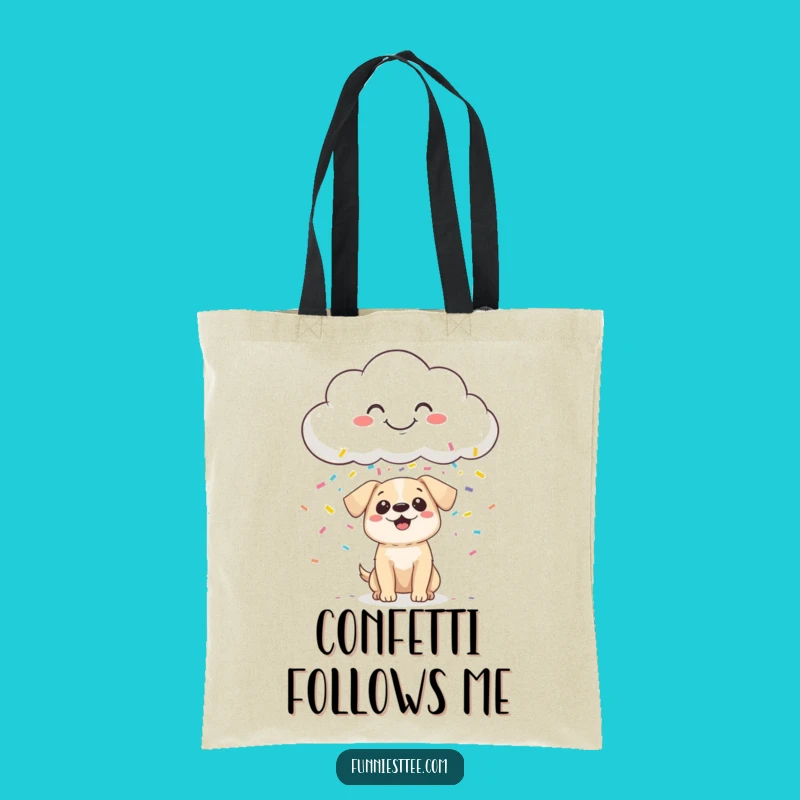 Funny Confetti Cloud Dog Tote Bag - Whimsical Pet Accessory Gift