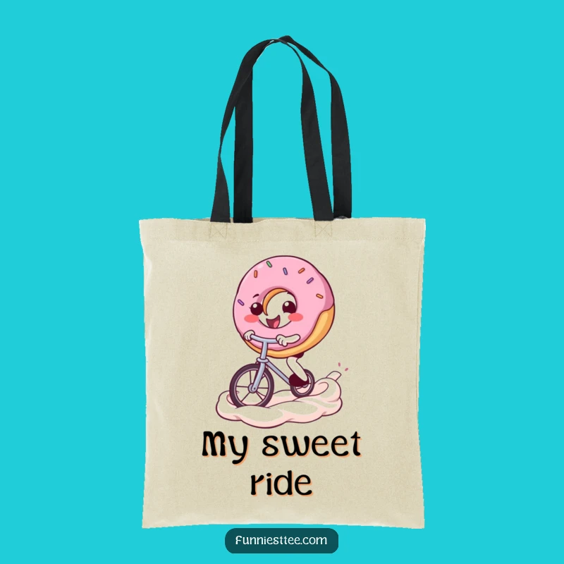 Funny Donut Unicycle Tote Bag: Carry Your Laughs in Style - Perfect Funny Gift!