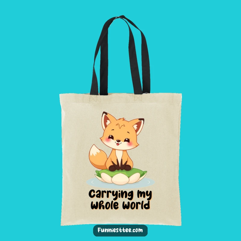 Funny Fox Cub Lily Pad Tote Bag - Carry Your Joy with this Whimsical Design