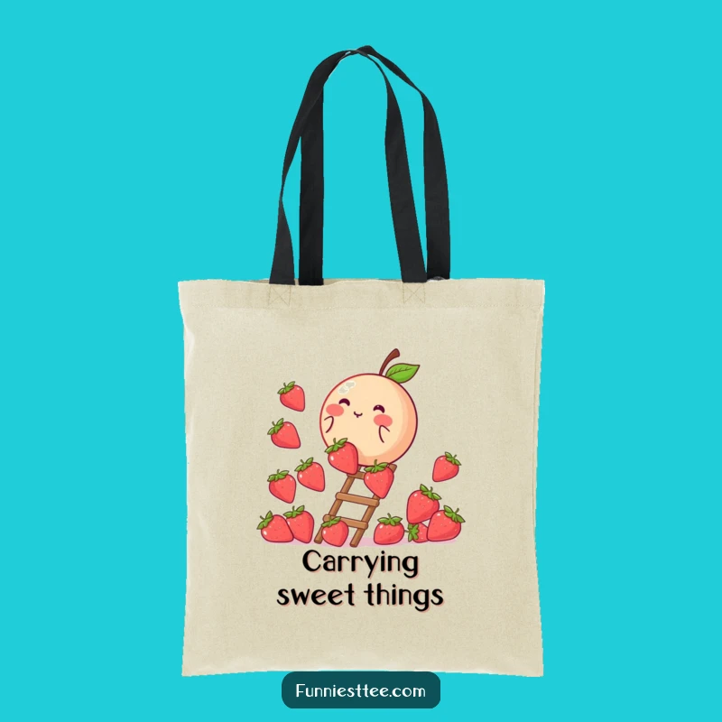 Funny Peach Strawberry Ladder Tote Bag: Carry Sweetness and Smiles