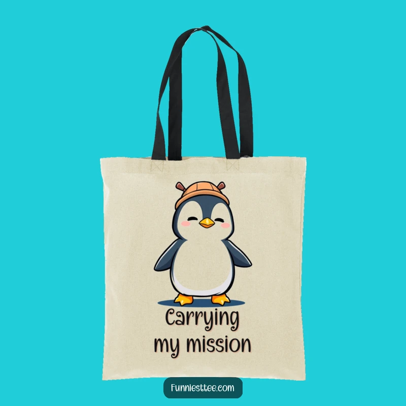 Funny Penguin Marching Tote Bag: Carry Your Purpose with Style