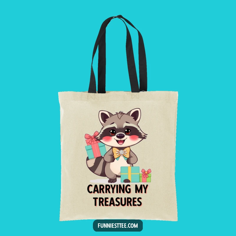 Funny Raccoon Bow Tie Tote Bag: Carry Gifts with Dapper Flair