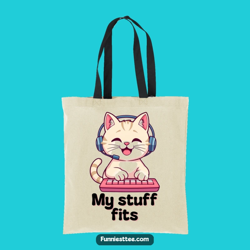 Funny Cat Tote Bag: Happy Typing Cat, Perfect Humorous Gift for Cat Lovers
